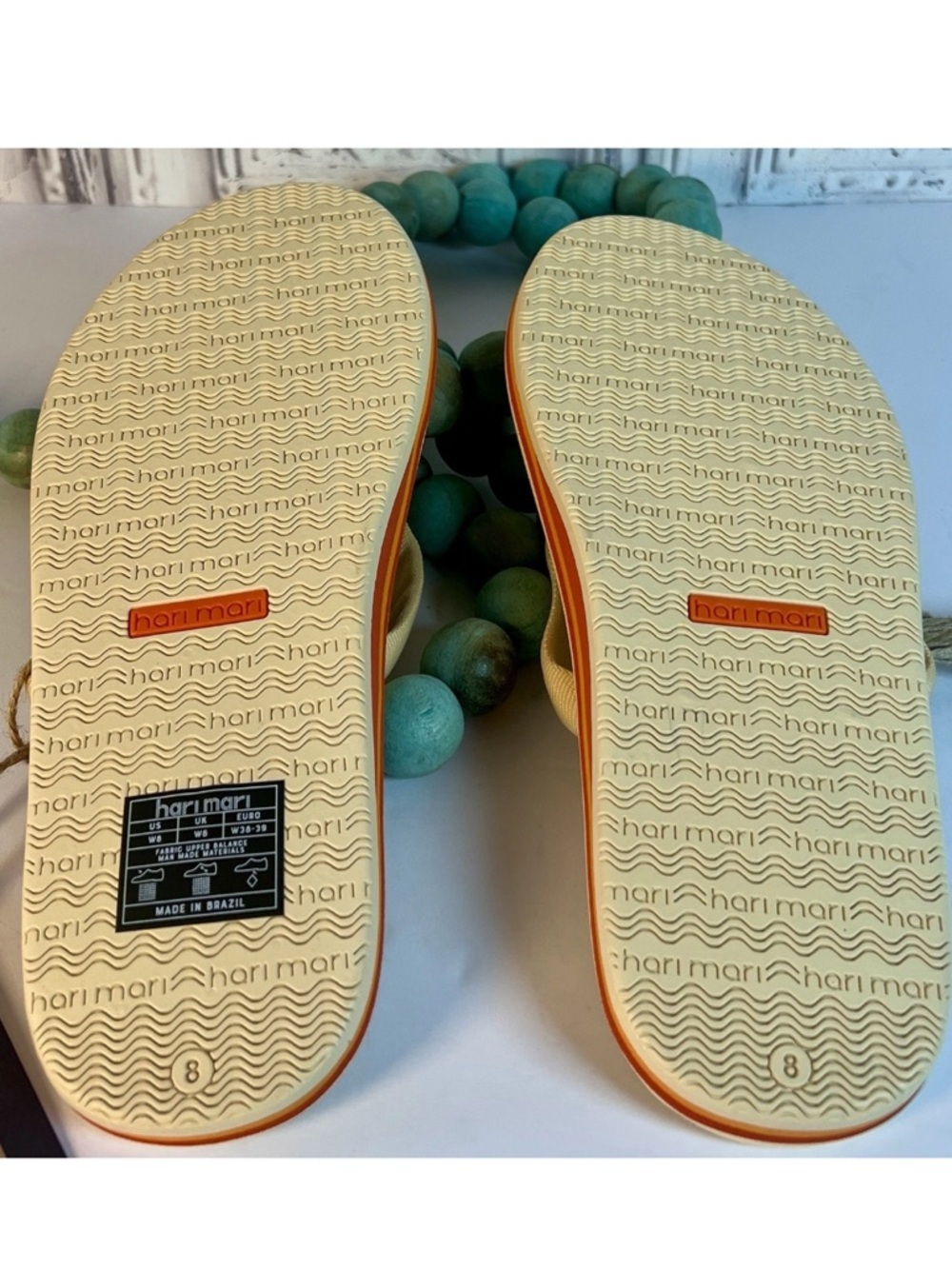 NWT Hari Mari Dune’s Flip Flop Sandals Dunes Cream Sherbert Women’s 8 - Picture 10 of 16